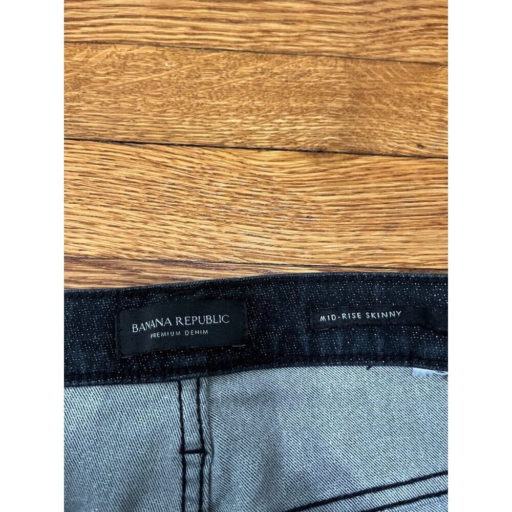 Banana Republic Womens Mid-Rise Skinny Crop Jeans Size 31p Petite Black Sparkle - Picture 4 of 6